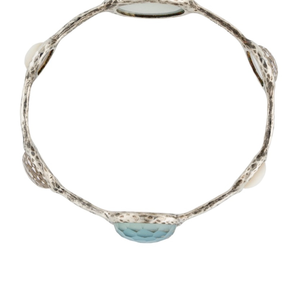 Mother of Pearl & Quartz Lollipop wonderland 6-Stone Bangle large stone *RARE* - Picture 3 of 13